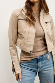 מעיל עור בז׳ MIA JACKET