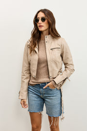 מעיל עור בז׳ MIA JACKET