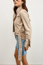 מעיל עור בז׳ MIA JACKET