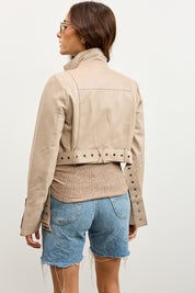 מעיל עור בז׳ MIA JACKET