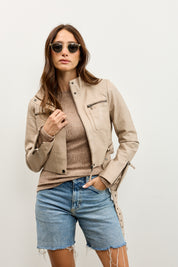 מעיל עור בז׳ MIA JACKET