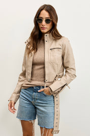 מעיל עור בז׳ MIA JACKET