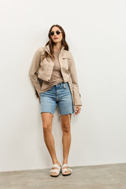 מעיל עור בז׳ MIA JACKET