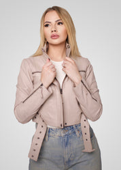 מעיל עור בז׳ MIA JACKET