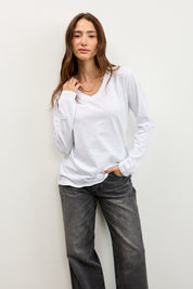 חולצת אלכס V שרוול ארוך לבן