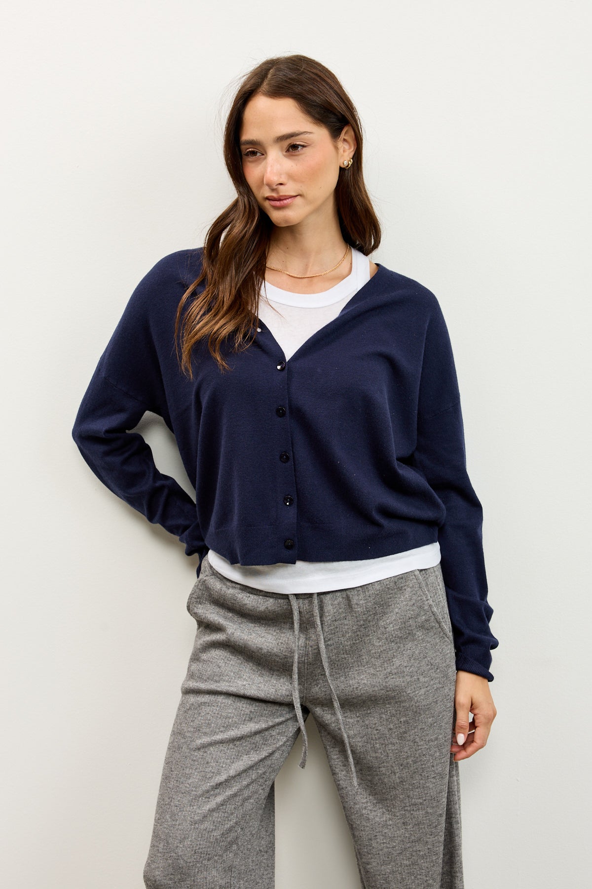 קרדיגן סריג דק כחול