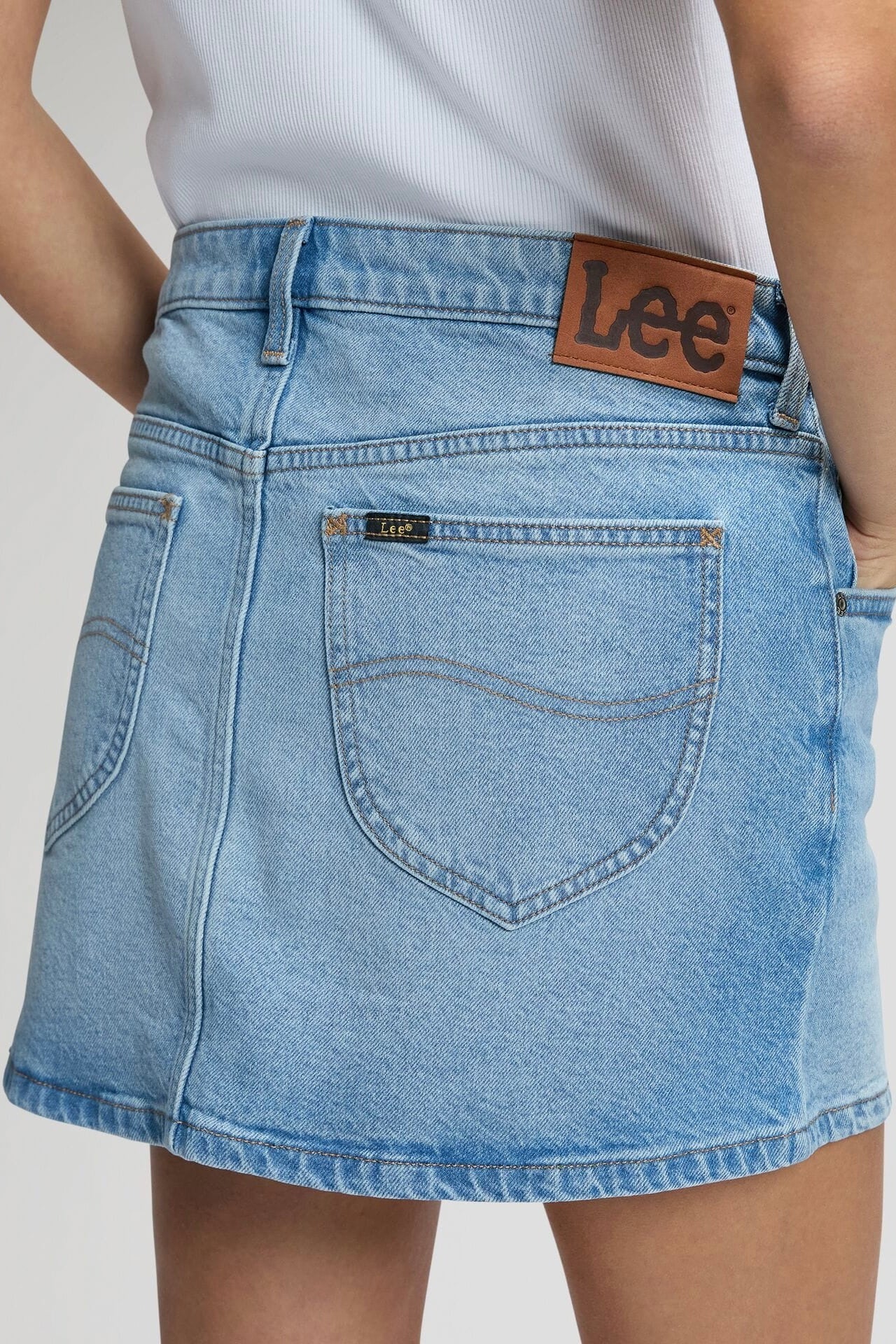 LEE חצאית מיני MINI SKIRT REGULAR ASTER BLUE