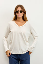 חולצת אלכס V שרוול ארוך בז