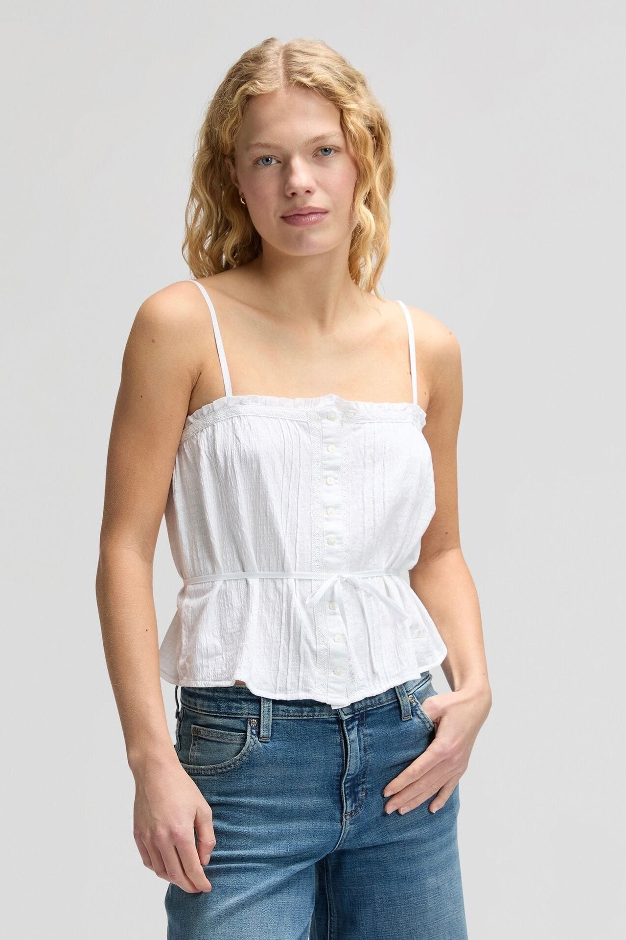 LEE TOP LACE TRIM CAMI BRIGHT WHITE