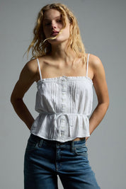 LEE TOP LACE TRIM CAMI BRIGHT WHITE