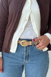 חגורת עור אליפסה בז