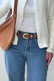 חגורת עור אליפסה חומה