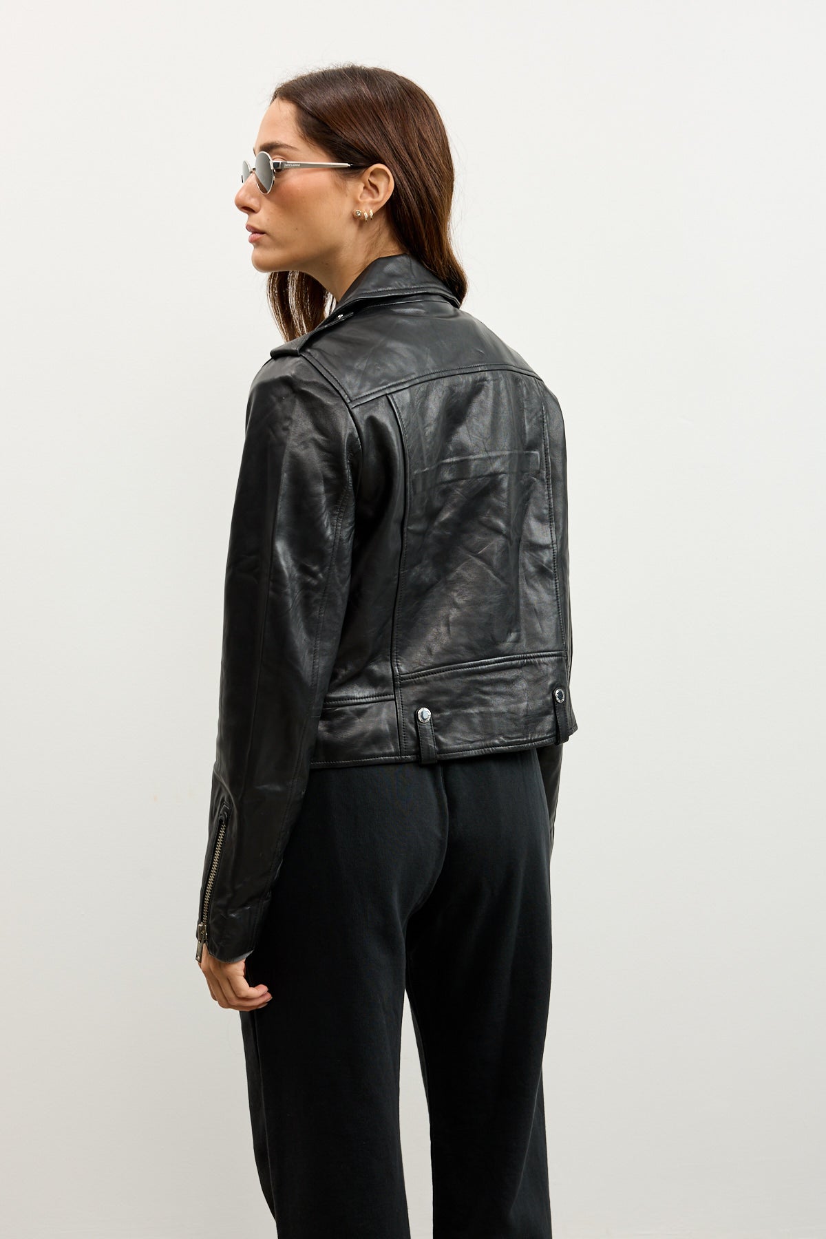 מעיל עור שחור SEMEE LEATHER JACKET