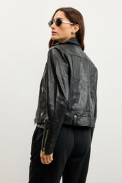 מעיל עור שחור SEMEE LEATHER JACKET