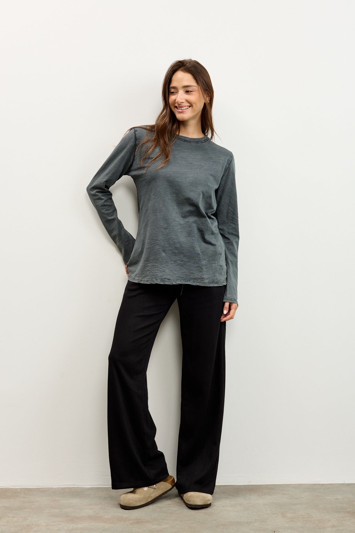 חולצת אלכס ניקי שרוול ארוך אפור כהה