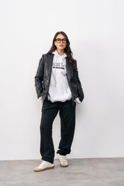 סווטשירט קפוצ׳ון אוברסייז אפור