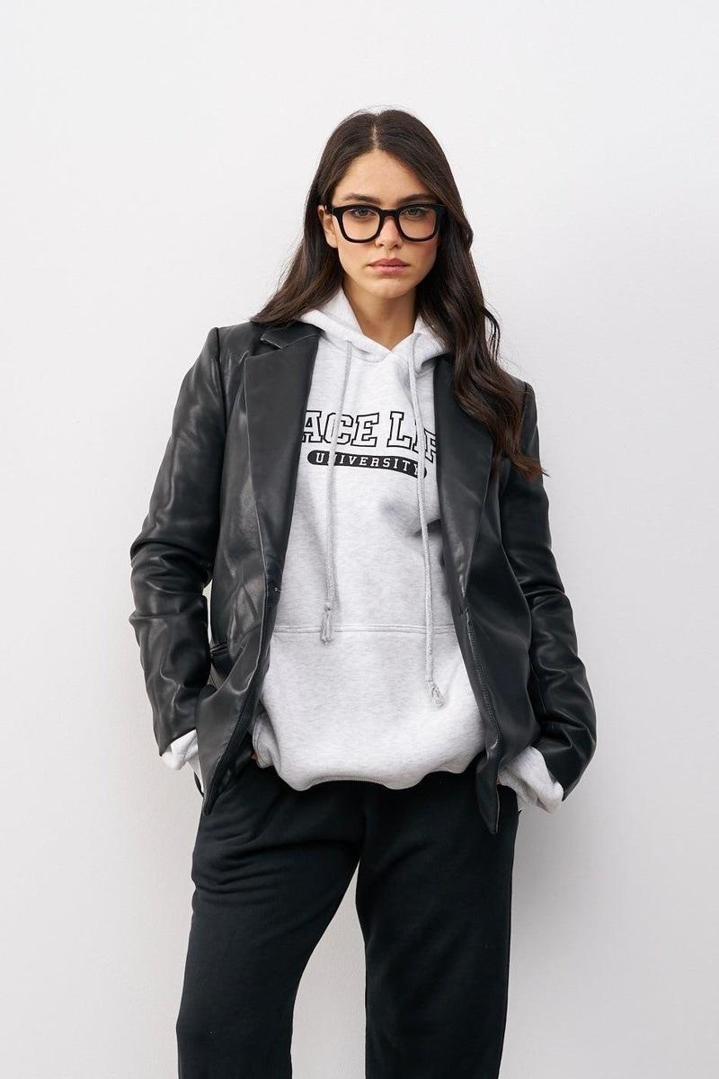 סווטשירט קפוצ׳ון אוברסייז אפור