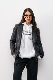 סווטשירט קפוצ׳ון אוברסייז אפור