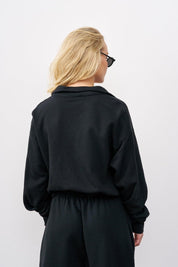 סווטשירט קו מכנס בשילוב רוכסן שחור