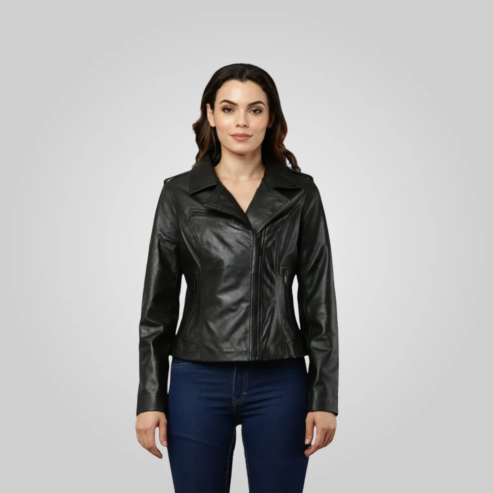 ABBEY CROPPED LEATHER BIKER JACKET